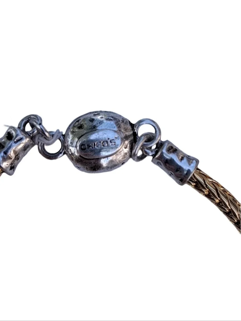 Chicos NWT Two Tone Mixed Metal Slide Charm Bracelet Magnetic Clasp